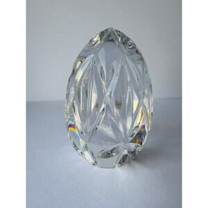 Vintage Rogaska Lead Crystal Egg Paperweight Signed R Prism Cut Crystal